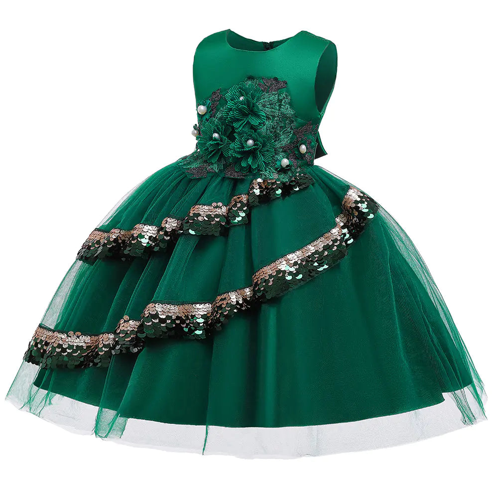 Children's Princess Dress with Sequins and Embroidery