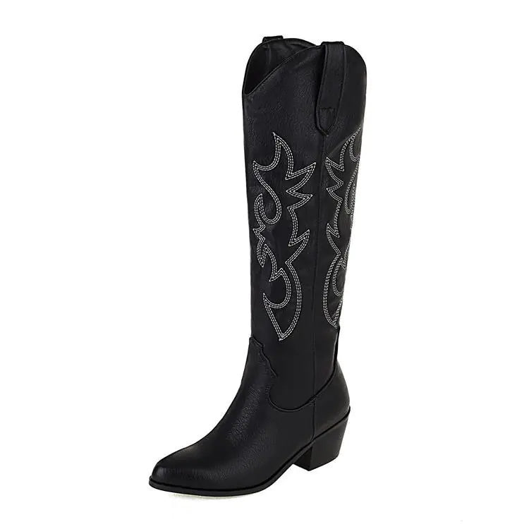 V Cut Western Cowboy Boots for Women - High Heel Design