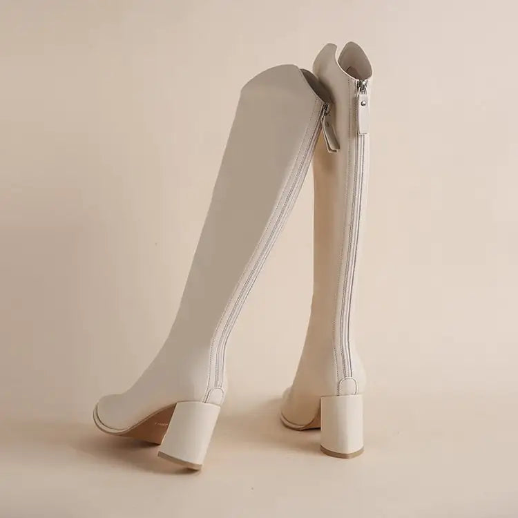 Women’s Below-Knee Boots – Pointed Toe & Chunky Heel