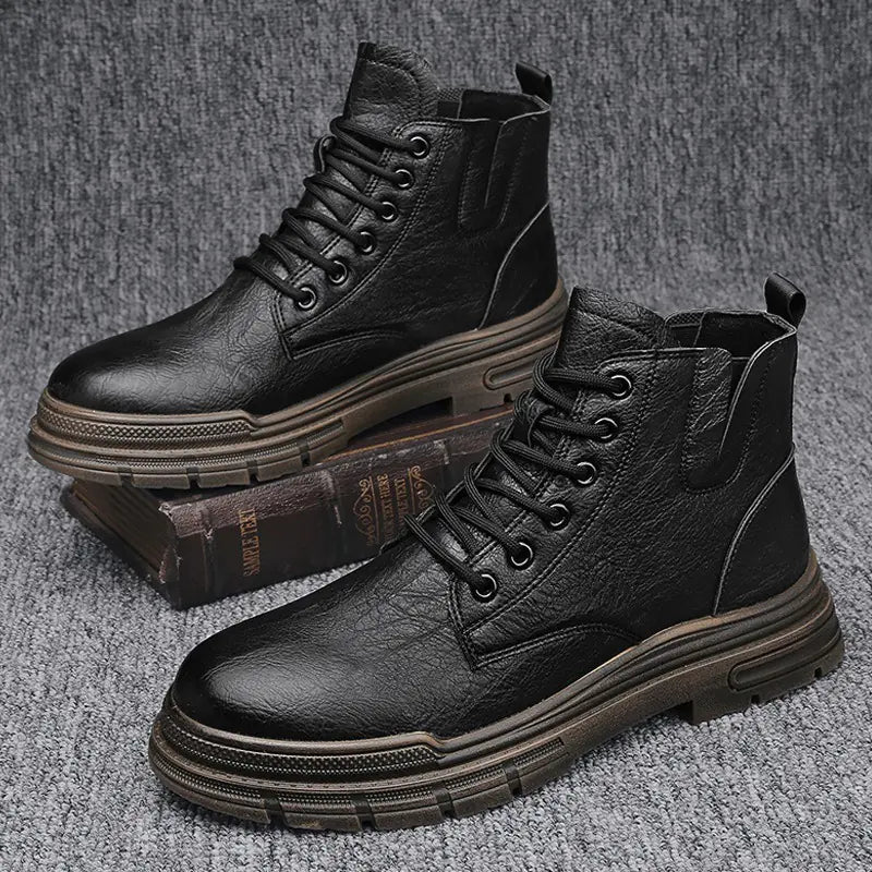 Trendy Men's High-Top Martin Leather Work Boots