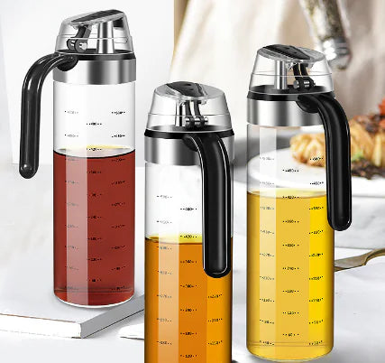 Glass Oil Bottle with Automatic Spout for Kitchen Use 550ml