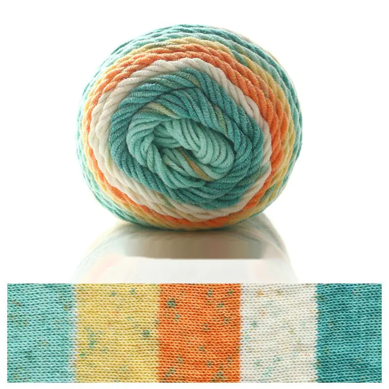Rainbow Cotton Knitting Wool - 5 Strands for DIY Projects
