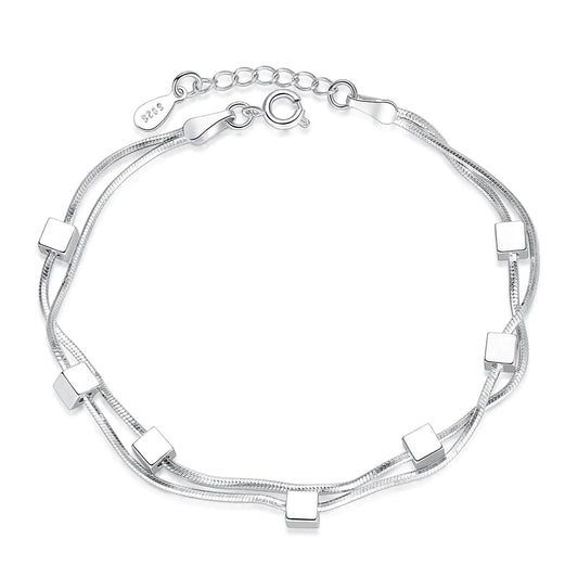 Adjustable 925 Sterling Silver Double Chain Bracelet