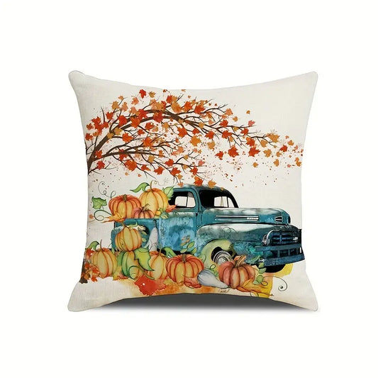4pcs Linen Autumn Pumpkin Throw Pillow Covers 18x18" - FkriTigrinya
