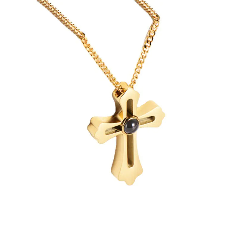 100 Languages "I Love You" Necklace with Cross Pendant