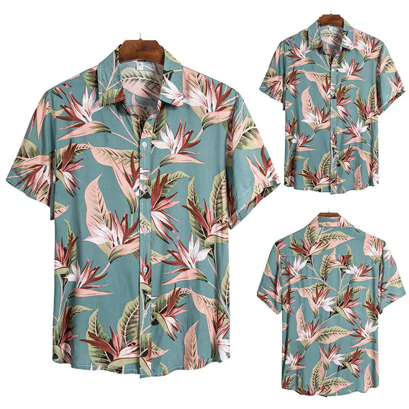 Men's Floral Short-Sleeved Casual Shirt