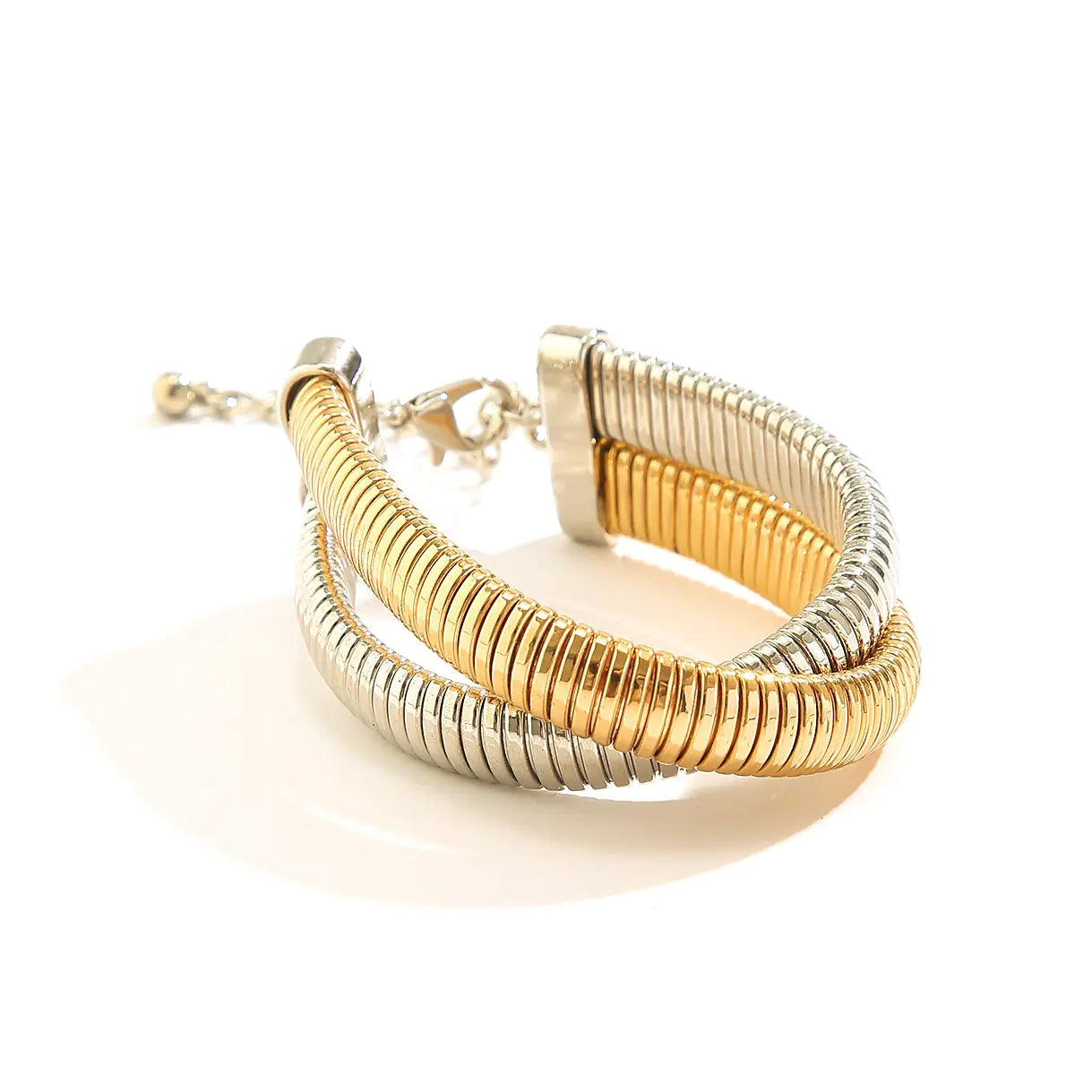 Women's Metal Double Ring Spiral Bracelet