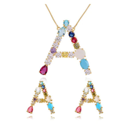 colorful Letter Necklace with Letter Earrings and Pendant – Persoonlijk & Speels