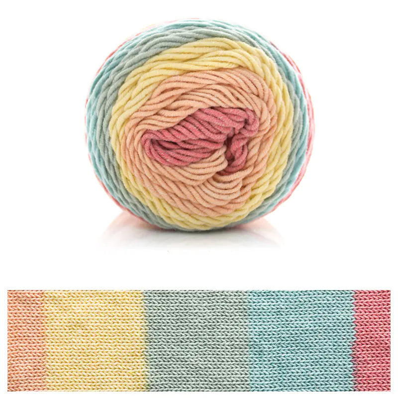 Rainbow Cotton Knitting Wool - 5 Strands for DIY Projects