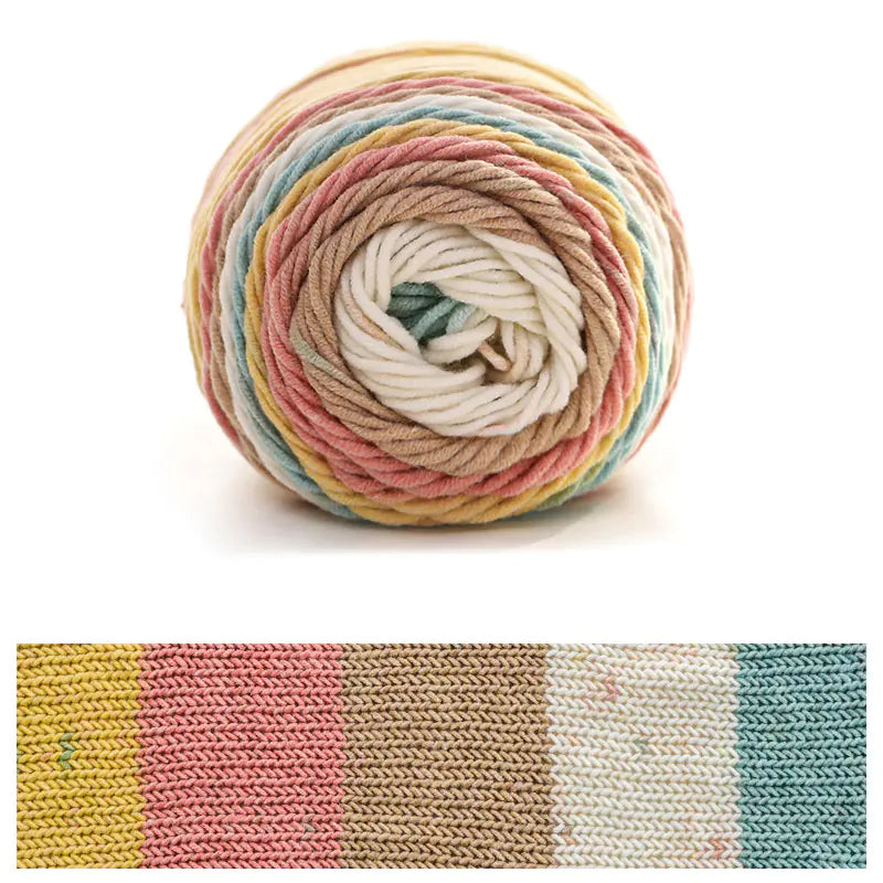 Rainbow Cotton Knitting Wool - 5 Strands for DIY Projects