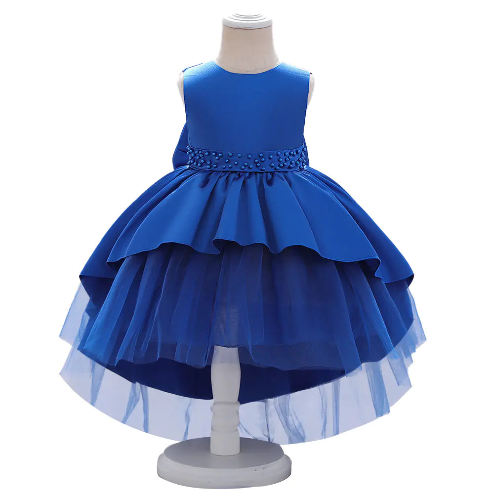 2024 New Girls' Dress with Bow and Tulle Princess Skirt