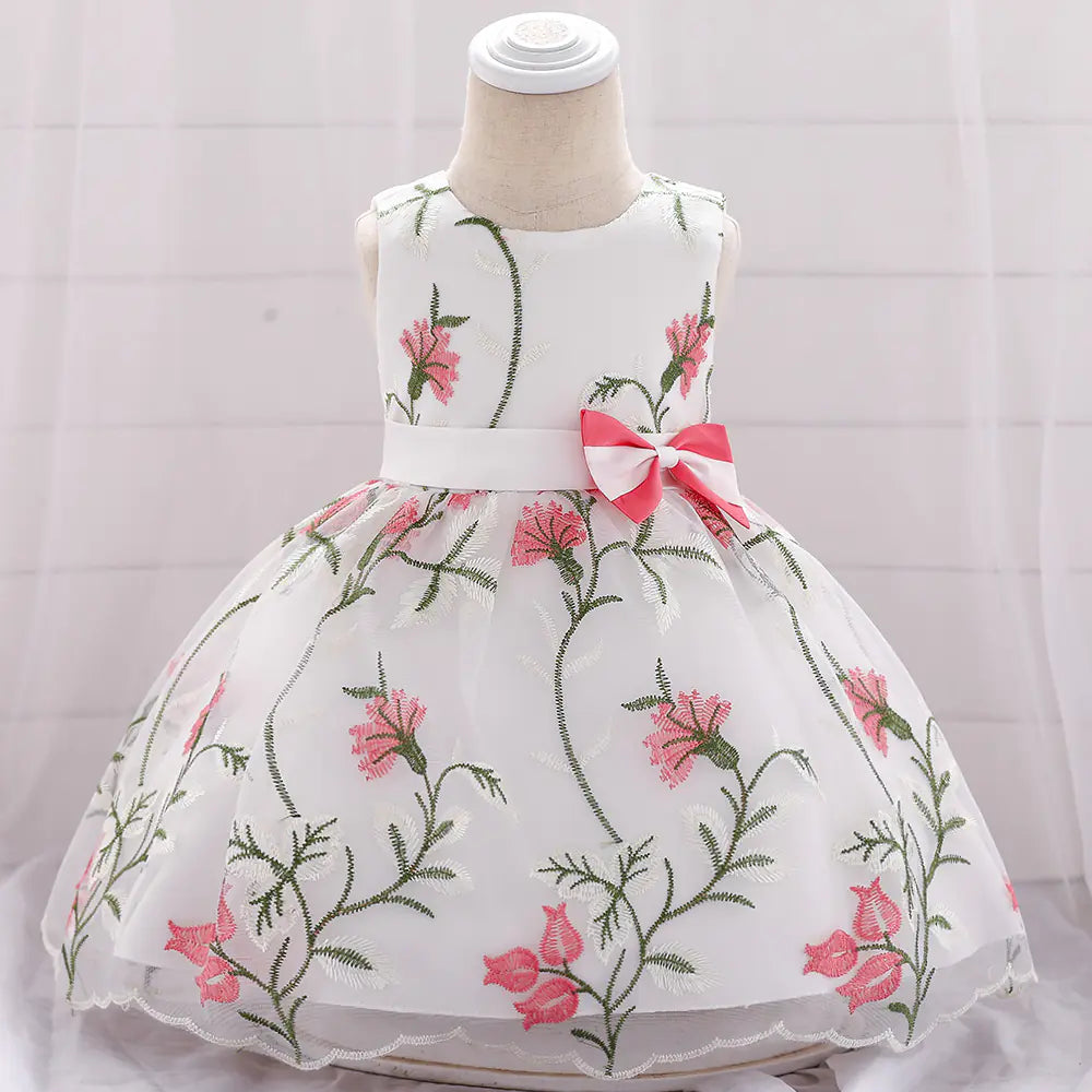 Summer 2020 Princess Dress with Embroidery and Bow
