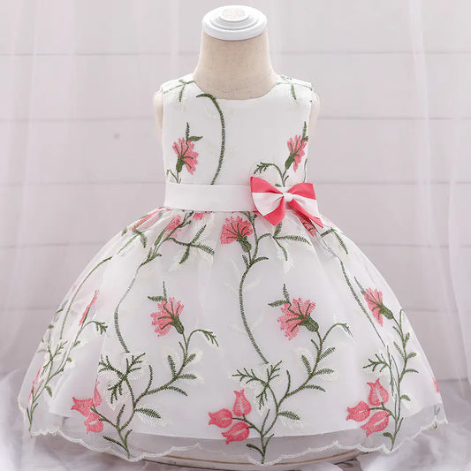 Summer 2020 Princess Dress with Embroidery and Bow