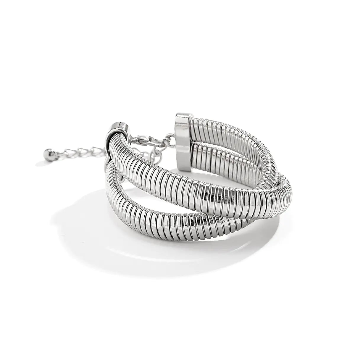 Women's Metal Double Ring Spiral Bracelet
