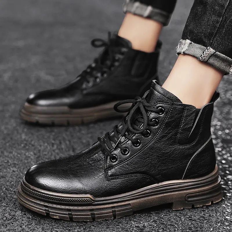 Trendy Men's High-Top Martin Leather Work Boots