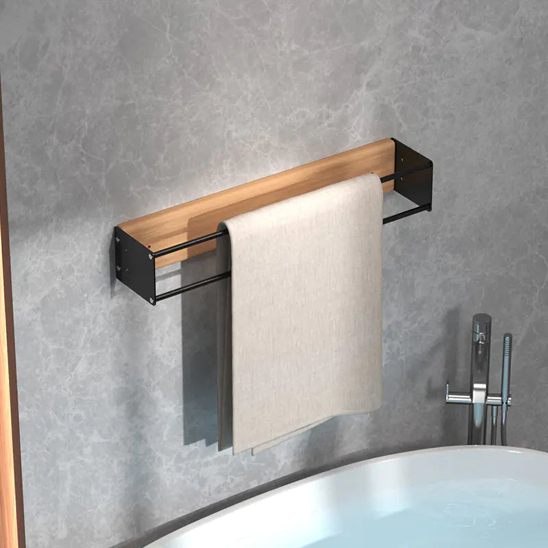 Wall-Mounted Wood & Metal Towel Rack
