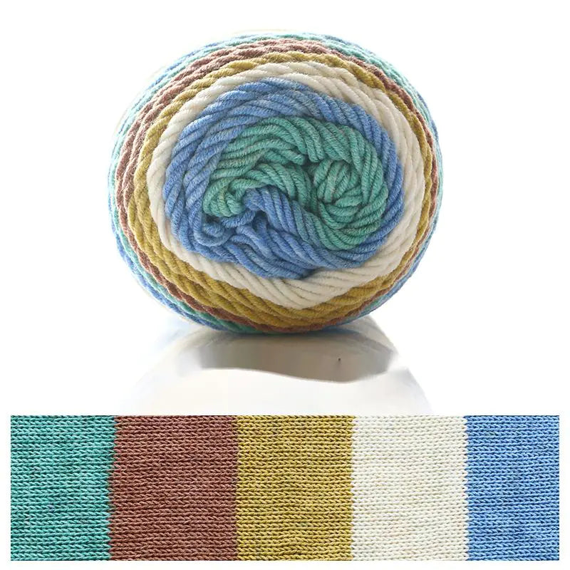 Rainbow Cotton Knitting Wool - 5 Strands for DIY Projects