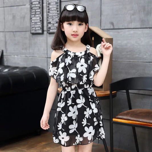 Summer Chiffon Dress for Girls - Fashionable Design sizes from 110cm to 160cm