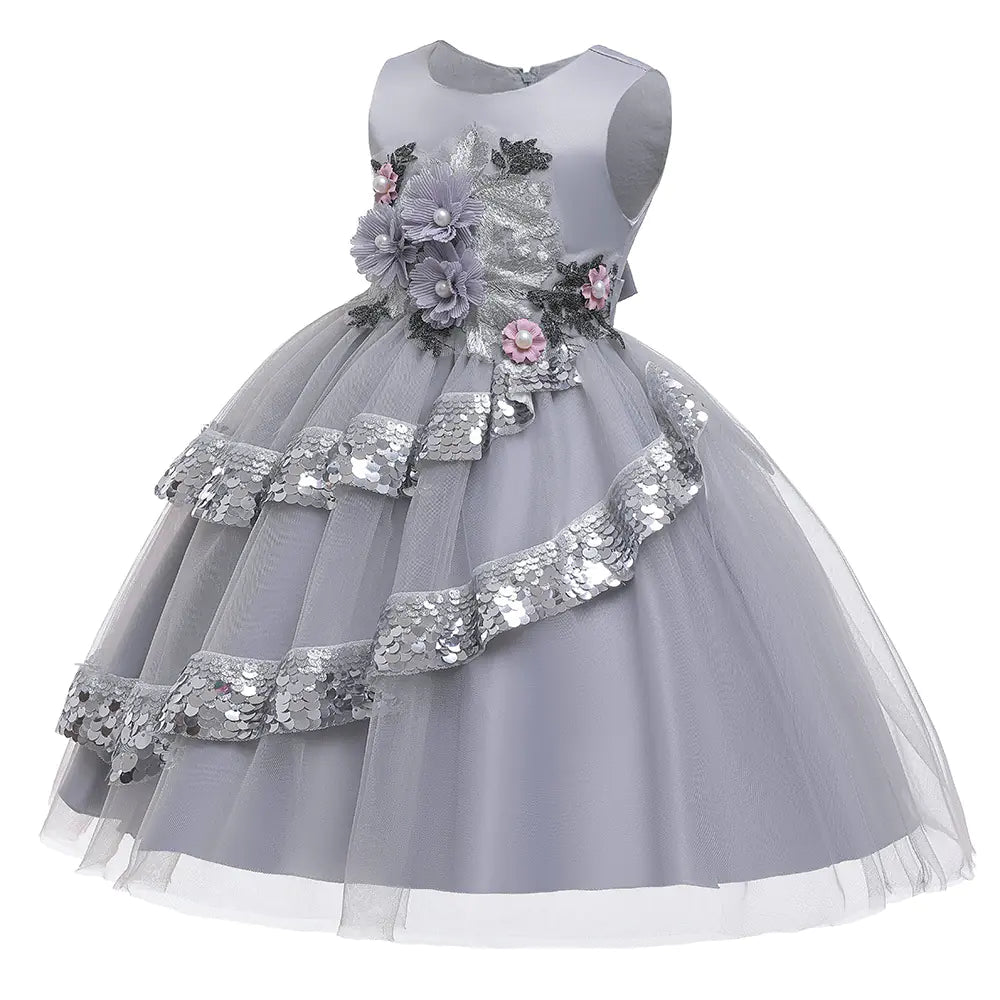 Children's Princess Dress with Sequins and Embroidery