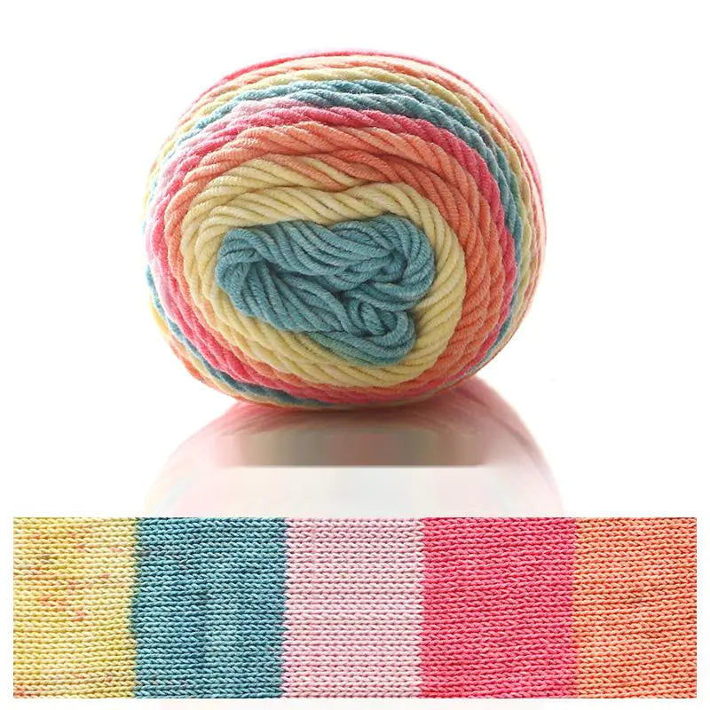 Rainbow Cotton Knitting Wool - 5 Strands for DIY Projects