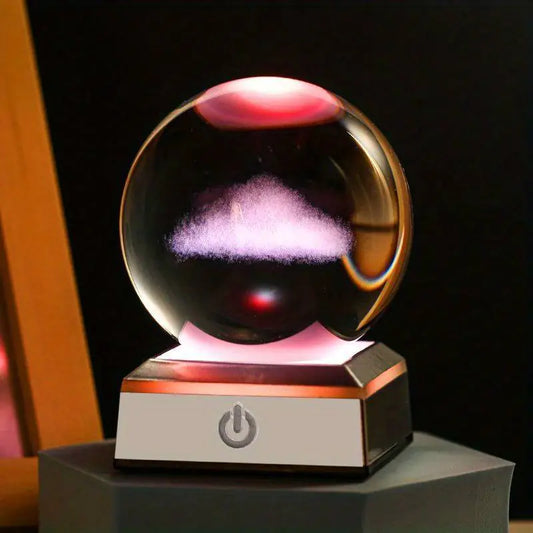 3D Laser Cloud Crystal Ball with LED Base Night Light