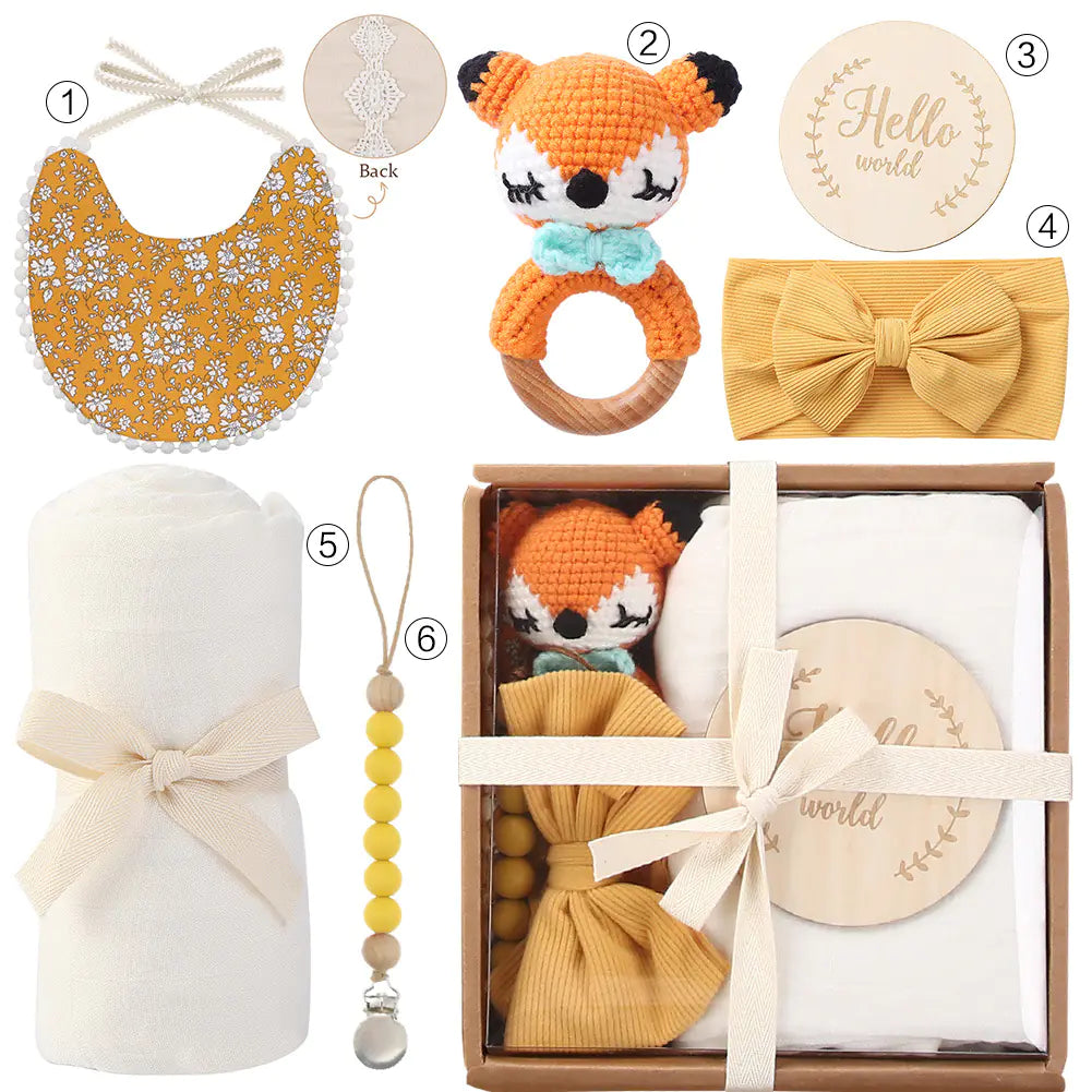 Newborn Gift Set: Bath Towel, Pacifier & Toys - FkriTigrinya