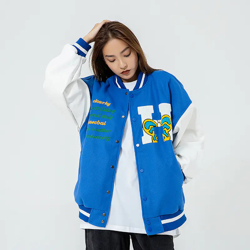 Paar-Baseballjacke – Borduursel & Kleurenmatch in Stijl