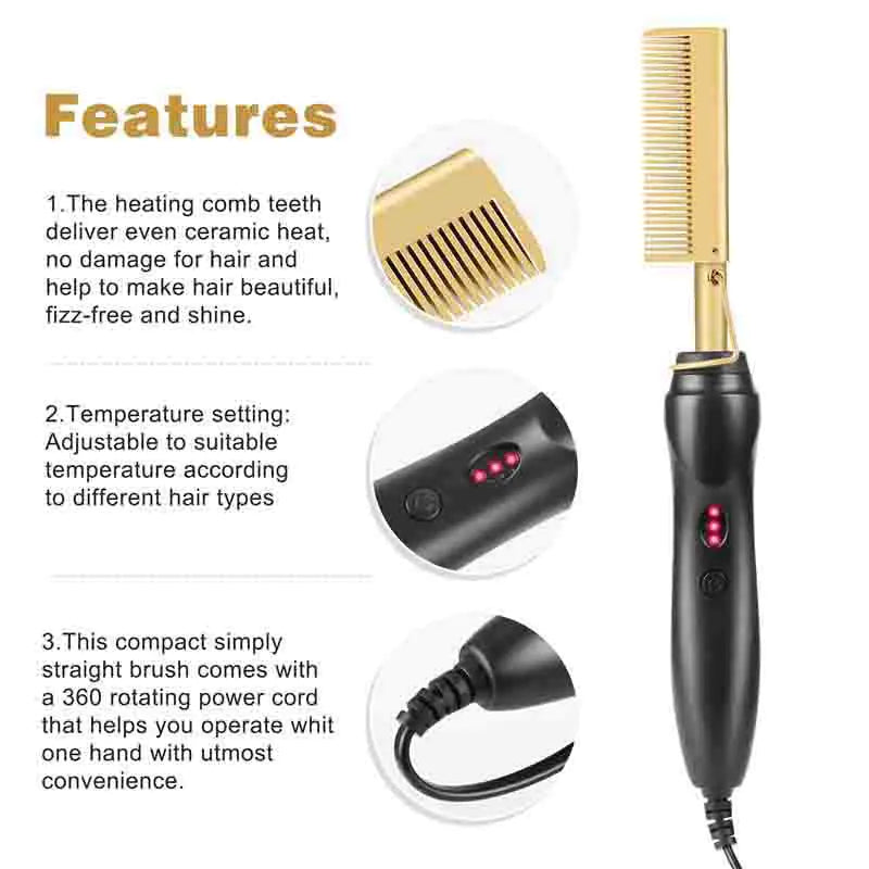 Hot Comb 2-in-1 Curling Iron for Home Use