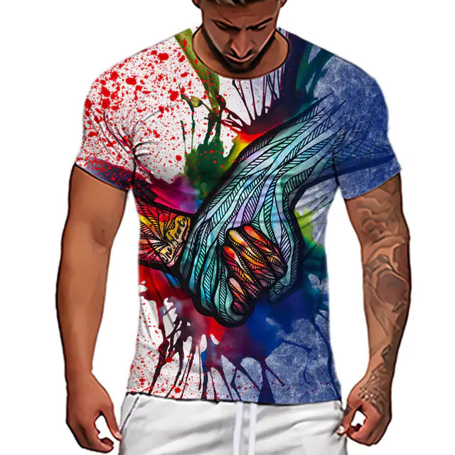3D Printed Casual Men's T-Shirt - Everyday Scene