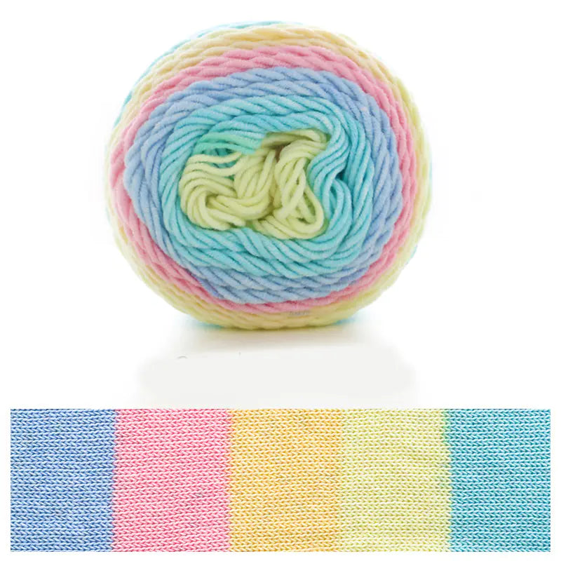Rainbow Cotton Knitting Wool - 5 Strands for DIY Projects