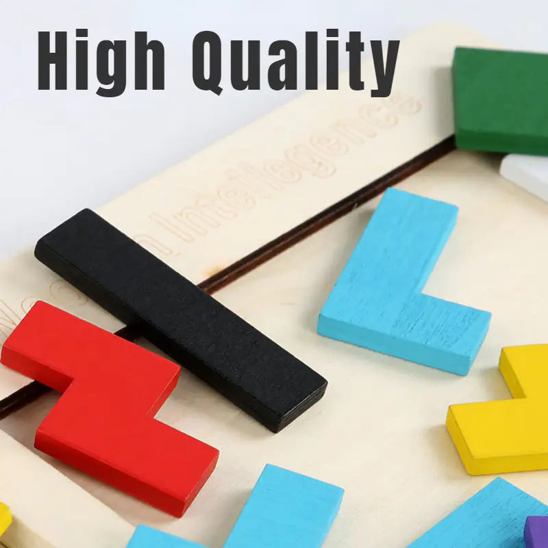 3D Colorful Wooden Tangram Puzzle Educational Toy - FkriTigrinya