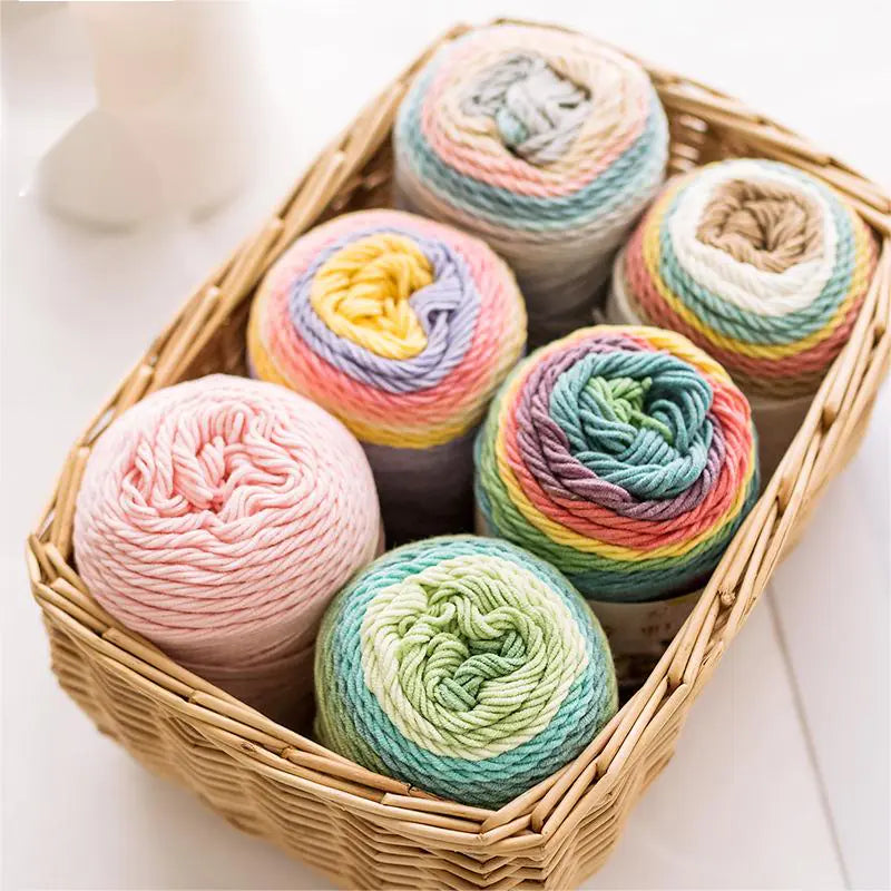 Rainbow Cotton Knitting Wool - 5 Strands for DIY Projects