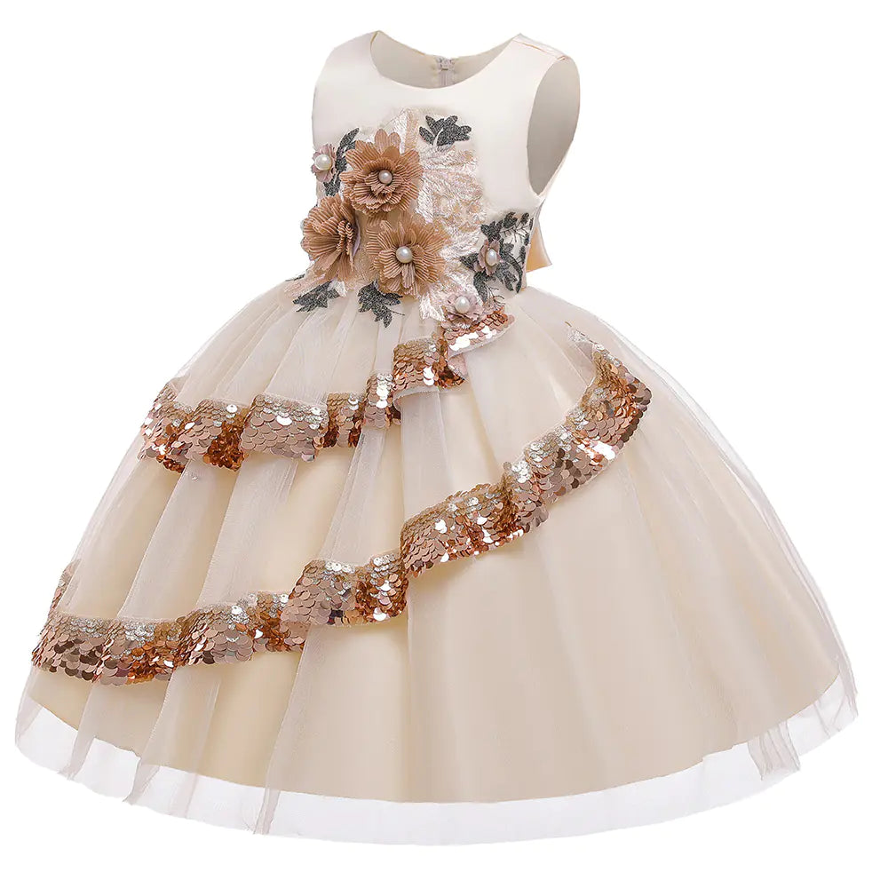 Children's Princess Dress with Sequins and Embroidery