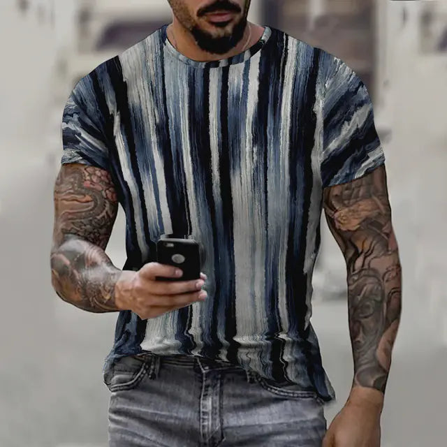 3D-gedrucktes Herren-Sommer-Kurzarm-Freizeit-T-Shirt
