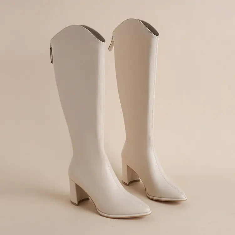 Women’s Below-Knee Boots – Pointed Toe & Chunky Heel
