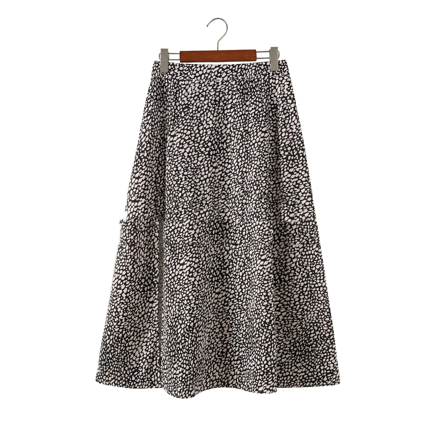 Women's A-Line Long Skirt in Leopard Print Floral