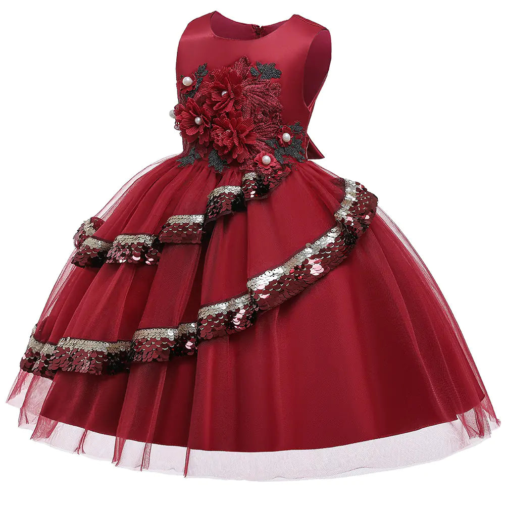 Children's Princess Dress with Sequins and Embroidery