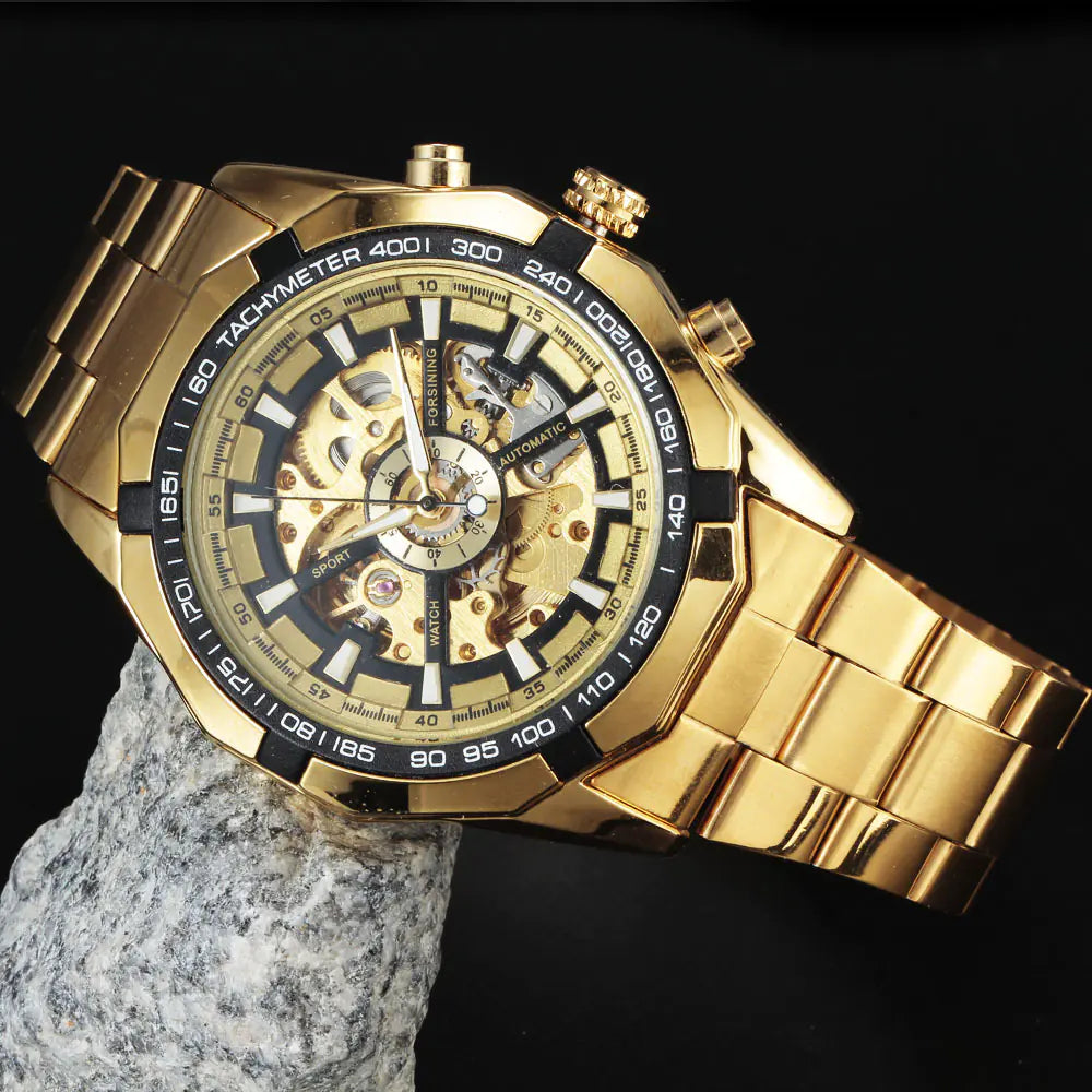 Forsining Men's Automatic Mechanical Watch with Steel Band