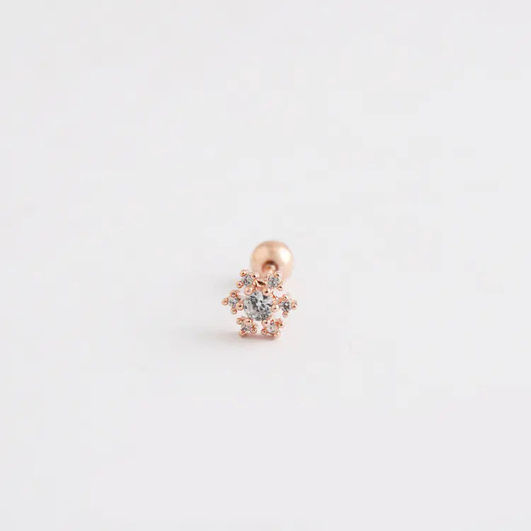 Sneeuwvlok S925 Zilveren Oorbellen met Schroefsluiting & Diamanten – Winterse Luxe