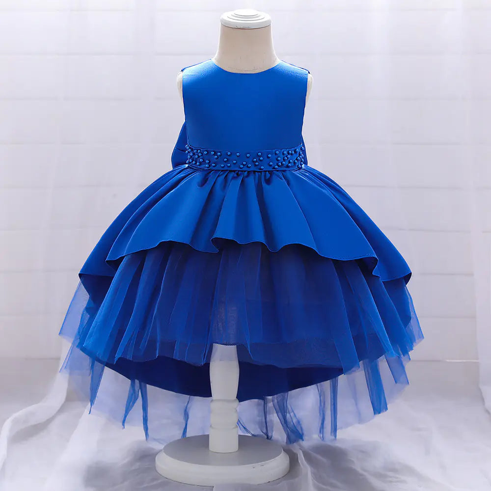 2024 New Girls' Dress with Bow and Tulle Princess Skirt