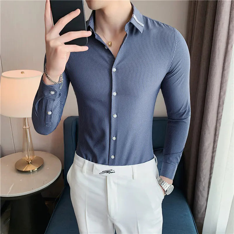 2022 Men's Stylish Slim Fit Checkered Dress Shirt sizes ranging from M to 4XL
