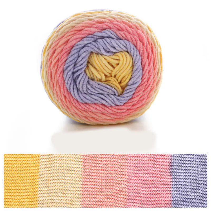 Rainbow Cotton Knitting Wool - 5 Strands for DIY Projects