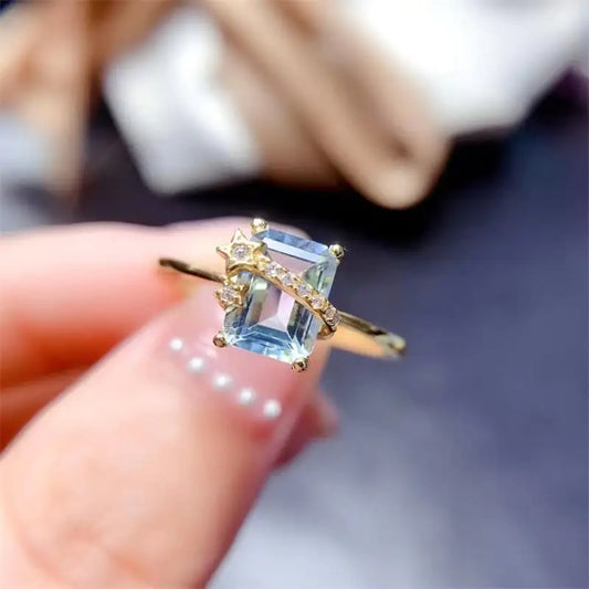 Natural Sky Blue Topaz Ring in 925 Silver Luxury for woman