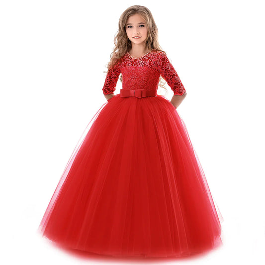 Girls' Long Sleeve Wedding Flower Girl Dress 130cm to 170cm,