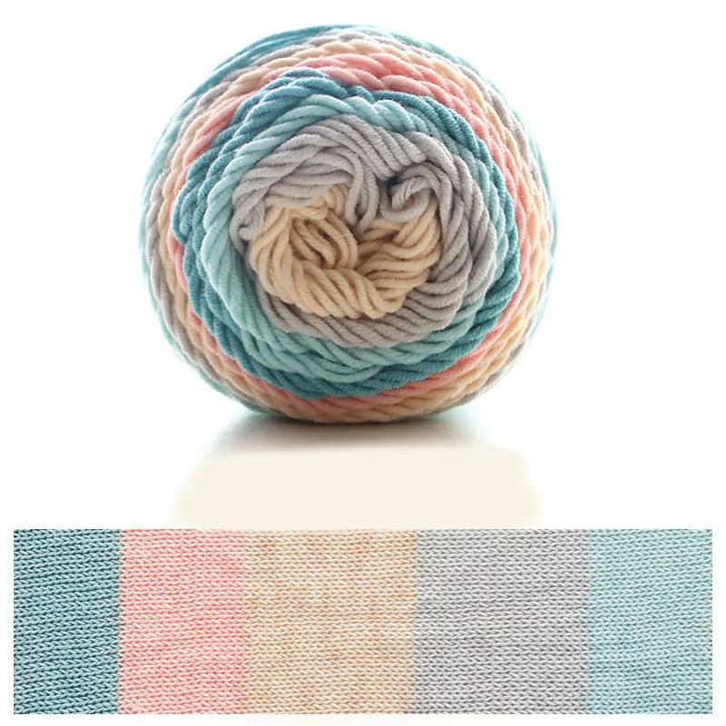 Rainbow Cotton Knitting Wool - 5 Strands for DIY Projects