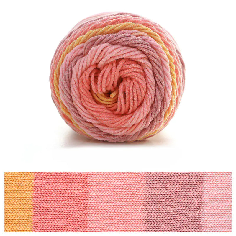 Rainbow Cotton Knitting Wool - 5 Strands for DIY Projects