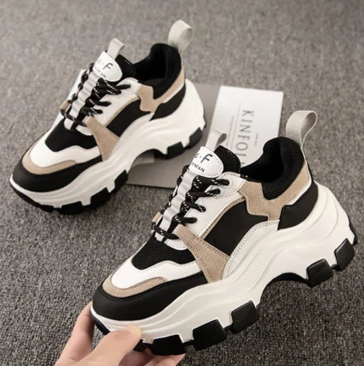 Lace-Up Round Toe Women's Mesh Platform Shoes