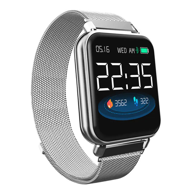 Smart Watch with Heart Rate, Bluetooth, and Metal Band