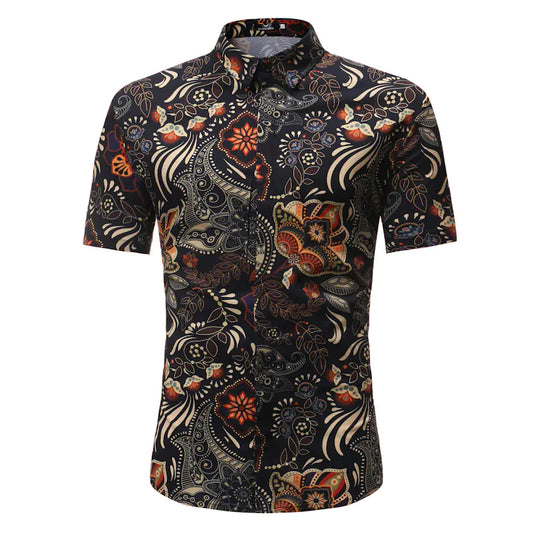 Floral Short-Sleeved Casual Shirt