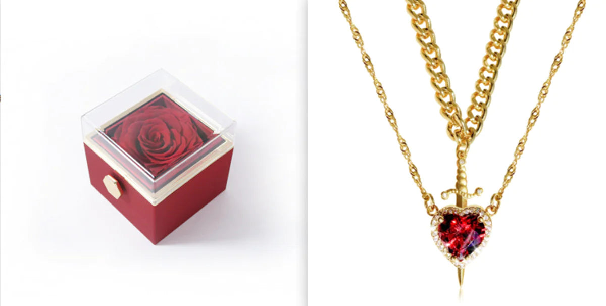 Heart & Sword Couple Necklace Set